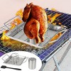 Hovico Beer Can Chicken Roaster Rack Stainless Steel Vertical BBQ Roasting Holder BBQ Accessories with Kitchen Tongs Dishwasher Safe