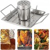 Hovico Beer Can Chicken Roaster Rack Stainless Steel Vertical BBQ Roasting Holder BBQ Accessories with Kitchen Tongs Dishwasher Safe