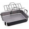Mauviel Made In France M'Cook 5 Ply Stainless Steel 15.7 by 11.8-Inch Rectangular Roasting Pan and Rack with Cast Stainless Steel Handles