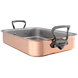 Mauviel M'Heritage 150C Tri Ply 20 70 10 Copper Roaster w Rack Iron Electroplated Hndl 15.7" x 11.8"