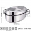 Mr. Right Roasting Pan Stainless Steel Roaster Pan with Lid 3-in-1 Turkey Roaster Pan with Rack and Lid Dishwasher Safe 15 Inch