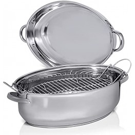 Precise-Heat Multi-Use Baking and Roasting Pan with Easy Lift Wire Rack Stainless Steel