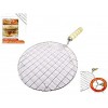 Round Roasting Net Roasting Pan Roasting Tray Stainless Steel Wire Roaster Wooden Handle with Roasting Net,Non-Stick Cake Cooling Tray