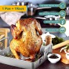 Stainless Steel Roasting Pan with Rack 9-inch Beer Can Chicken Pan & Rack P&P CHEF Chicken Roaster Pan Vertical Rack For Baking Grilling Thick Wire & Rivet Handle Heavy Duty & Dishwasher Safe