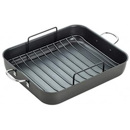 T-fal Ultimate Hard Anodized Nonstick 16 In. x 13 In. Roaster with Rack Black  16 Inch x 13 Inch Grey