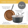 Ayesha Curry Home Collection Hard Anodized Nonstick Sauce Pan Saucepan with Lid 2 Quart Gray