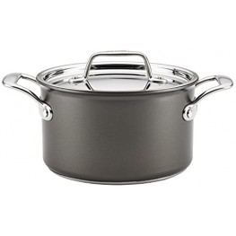 Breville Thermal Pro Hard Anodized Nonstick Sauce Pan Saucepan with Lid 4 Quart Gray