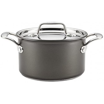 Breville Thermal Pro Hard Anodized Nonstick Sauce Pan Saucepan with Lid 4 Quart Gray