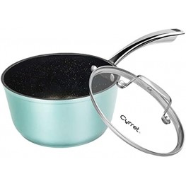 Cyrret 1.5 Quart Saucepan with Lid Nonstick Sauce Pan with Ergonomic Handle Induction Cooker Compatible Dishwasher & Oven Safe Blue Green