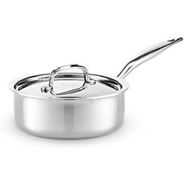 Heritage Steel 2 Quart Saucepan Titanium Strengthened 316Ti Stainless Steel with 5-Ply Construction Induction-Ready and Fully Clad Made in USA