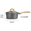 JEETEE 2.5 Quart Nonstick Sauce Pan with Lid Stone Coating Saucepan with Pour Spout Small Soup Pot Milk Pan Induction Compatible