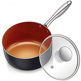 MICHELANGELO 3 Quart Saucepan with Lid Ultra Nonstick Coppper Sauce Pan with Lid Small Pot with Lid Ceramic Nonstick Saucepan 3 quart Small Sauce Pot Copper Pot 3 Qt Ceramic Sauce Pan 3 Quart