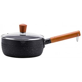 Mokpi Nonstick Saucepan with Glass Lid 2 Quart Soup Pot with Cover Solid Wood Handle Multipurpose Pot Kitchen or Camping Cookware 2-Quart Black