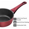Saflon Titanium Nonstick 1.5-Quart Sauce Pan with Tempered Glass Lid 4mm Forged Aluminum with PFOA Free Coating from England Red