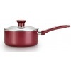 T-fal B03930 Excite ProGlide Nonstick Thermo-Spot Heat Indicator Dishwasher Oven Safe Saucepan with Glass Lid Cookware 3-Quart Red
