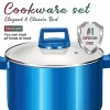 10 Pcs Pots and Pans Sets Nonstick Cookware Set Induction Pan Set Chemical-Free Kitchen Sets Saucepan Saute Pan with Lid Frying Pan Blue