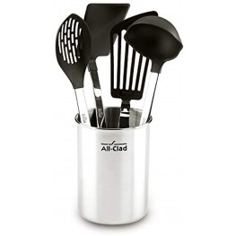 All-Clad Scratch & Heat-Resistant Nylon Tools with Stainless Steel Handles and Caddy 5-Piece