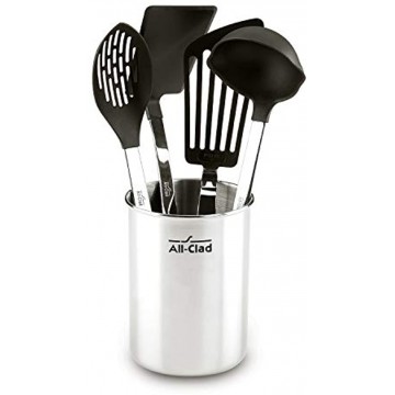 All-Clad Scratch & Heat-Resistant Nylon Tools with Stainless Steel Handles and Caddy 5-Piece