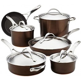 Anolon Nouvelle Copper Hard Anodized Nonstick Cookware Pots and Pans Set 11 Piece Sable