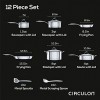 Circulon Clad Stainless Steel Cookware Pots and Pans and Utensil Set with Hybrid SteelShield and Nonstick Technology 12 Piece Silver
