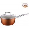 Cook Code 10-Piece Pots and Pans White Ceramic Nonstick Copper Finish Cookware Set with Lids— Oven Suitable Dishwasher Suitable PFOA PTFE Free