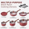 CSK Nonstick Cookware Set Nonstick frying pans Red Granite Cookware with Derived Coating induction pot and pan set Bakelite Handle and Multi-Ply Body Lovely Housewarming Gift,16 Pieces