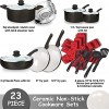 dealz frenzy 23-Piece Soft Grip Absolutely Healthy Ceramic Non-Stick Cookware Set with Stay Cool Silicone Handle,Oven&Dishwasher Safe Pots and Pans Set,Scratch Resistance,Metal Grey,Father's Day Gift