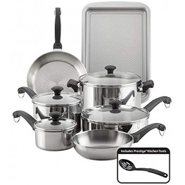 Farberware Classic Traditional Stainless Steel Cookware Pots and Pans Set 12 Piece