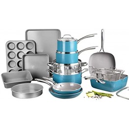 Gotham Steel Ocean Blue Pots and Pans Complete Ceramic Cookware & Bakeware Ultra Nonstick Durable Diamond Coating Stainless Stay Cool Handles Oven & Dishwasher Safe 100% PFOA Free 20 Piece Set