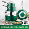 Granitestone Diamond Granite Stone Classic Emerald Pots and Pans Set with Ultra Nonstick Durable Mineral & Diamond Tripple Coated Surface Stainless Steel Stay Cool Handles 10 Piece Cookware Green