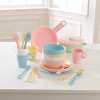 KidKraft 27-Piece Pastel Cookware Set Plastic Dishes and Utensils for Play Kitchens Gift for Ages 18 mo+
