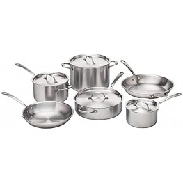 Kitchara Stainless Steel Cookware Set 10 Piece Brushed 18 10 Stainless Steel 5 Ply