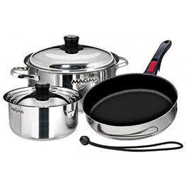 Magma Products A10-363-2-IND Gourmet Nesting 7-Piece Stainless Steel Induction Cookware Set with Ceramica Non-Stick Silver