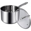 Stainless Steel Saucepan 4 PCS Set with Glass Cover Induction 16 18cm