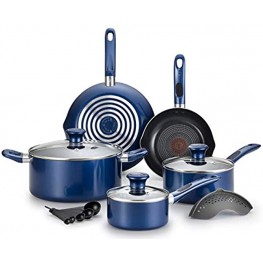 T-fal Excite ProGlide Nonstick Thermo-Spot Heat Indicator Dishwasher Oven Safe Cookware Set 14-Piece Blue
