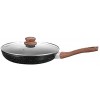 Tudaidasiy Nonstick Cookware Set.14 Pcs Pots and Pans Set Kitchen Nonstick Cookware Sets Granite coated premium cookware with pure handmade wooden Brown handle Dishwasher and stove safety. Black.