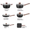 Tudaidasiy Nonstick Cookware Set.14 Pcs Pots and Pans Set Kitchen Nonstick Cookware Sets Granite coated premium cookware with pure handmade wooden Brown handle Dishwasher and stove safety. Black.