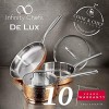 Bergner BGIC-3661 Infinity Chefs De Lux 24 cm Tri-Ply Saute Pan with Glass Lid | Stainless Steel | Copper Hammer Finish