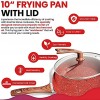 CopperKitchen 10 Inch Frying Pan with Special Lid Deluxe Copper Granite Stone Coating PFOA PFOS PTFE Free Premium Nonstick Scratch Proof Coating Comes with Special Lid
