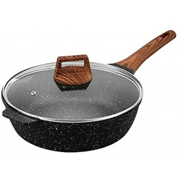 ESLITE LIFE Deep Frying Pan with Lid Nonstick Jumbo Cooker Saute Pan with Granite Coating 11 Inch 5 Quart