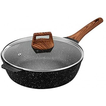 ESLITE LIFE Deep Frying Pan with Lid Nonstick Jumbo Cooker Saute Pan with Granite Coating 11 Inch 5 Quart