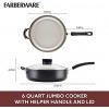 Farberware Smart Control Nonstick Jumbo Cooker Saute Pan with Lid and Helper Handle 6 Quart Black