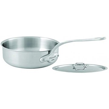 Mauviel M'Urban 24cm 9.5 w lid Cast SS Handle Tri-Ply saute pan Brushed Stainless Steel