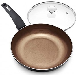 NutriChef 8'' Durable Small Fry Pan PTFE PFOA PFOS-Free Hard-Anodized Look Heat Resistant Lacquer Model: NCCW12S-NutriChef PRTNCCW12SFP Non-stick Kitchen Cookware Induction compatible