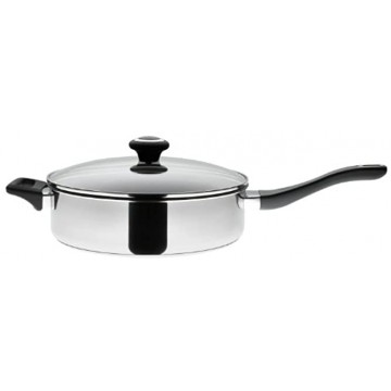 Prestige Cookware Stainless Steel 26 cm Saute Pan with Glass Lid Silver