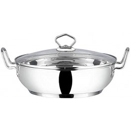 Vinod Cookware Induction Friendly Kadai With Lid Silver 3.4 Litres Stainless Steel IKD 24