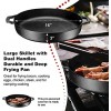 Bruntmor Pre-Seasoned Cast Iron Grill Pan for Outdoor Indoor Cooking. 16 Large Skillet with Dual Handles Durable Frying Pan. Deep Pan with 2 Large Loop Handles Camping Skillet Fry Pan 3 Deep