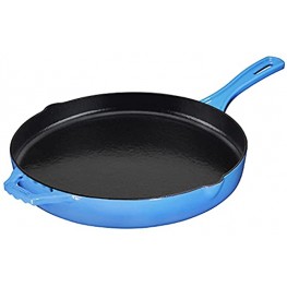 Cast Iron Skillet Non-Stick 12 inch Frying Pan Skillet Pan For Stove top Oven Use & Outdoor Camping with Pour Spouts Even Heat Distribution Blue