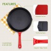 Enameled Cast Iron Skillet Chef's Classic 8 Inch Round Fry Pan for Kitchen Camping Indoor and Outdoor Cooking Frying Searing and Baking Cherry Red