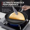 EOE Nonstick Frying Pan Hard Anodized Aluminum with Anti-Warp Base Stainless Steel Handle Nonstick Fry Skillet for Gas Electric Induction Cooktops Dishwasher & Oven-Safe Black,12-Inch